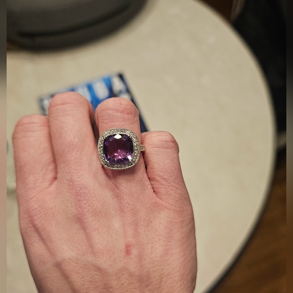 Cushion Cut Amethyst Ring Sterling Silver - Picture 4 of 17